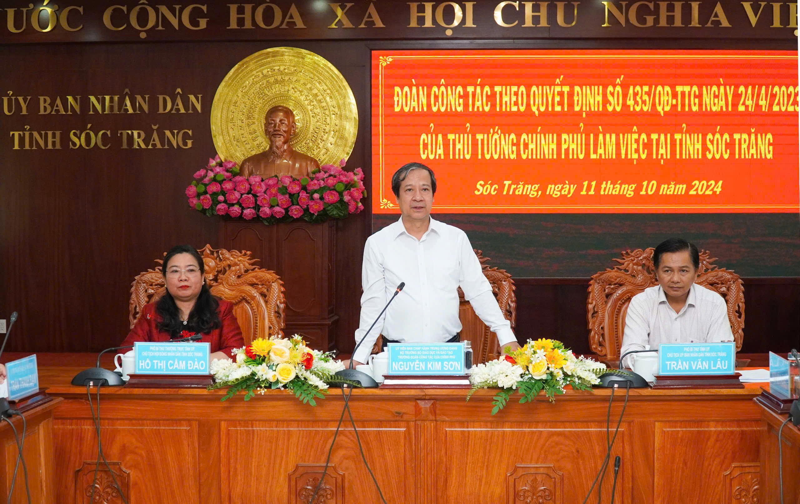 Bộ trưởng Nguyễn Kim Sơn phát biểu tại cuộc làm việc
